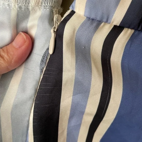 Zara Blue & White Striped Satin Wrap Skort Romper Small NWT - Picture 13 of 16